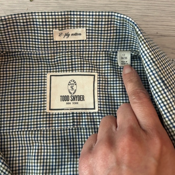 Todd Snyder Button Up Shirt Mens Size 17 - 34/35 Checkered Long Sleeve - Picture 2 of 6